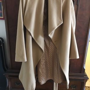 DVF wool blend camel mid length coat.